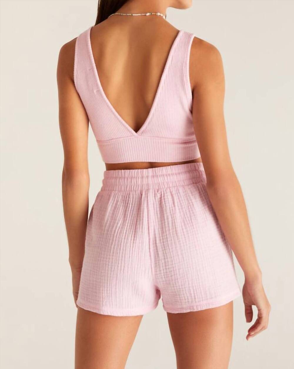 NEW Z SUPPLY v-neck rib tank bra in pink orchid - Picture 4 of 4